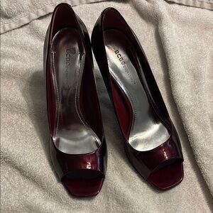 BCBG Ariel Red Peep Toe High Heel Pumps